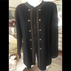 Cathy Daniels like new cardigan black/gold accents size L